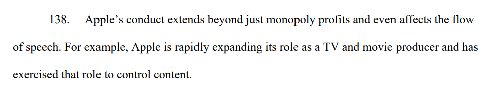 In its lawsuit against Apple’s monopolist practices, the Department of Justice antitrust division explains that the $3 trillion company uses its power and control over content to limit artistic expression: