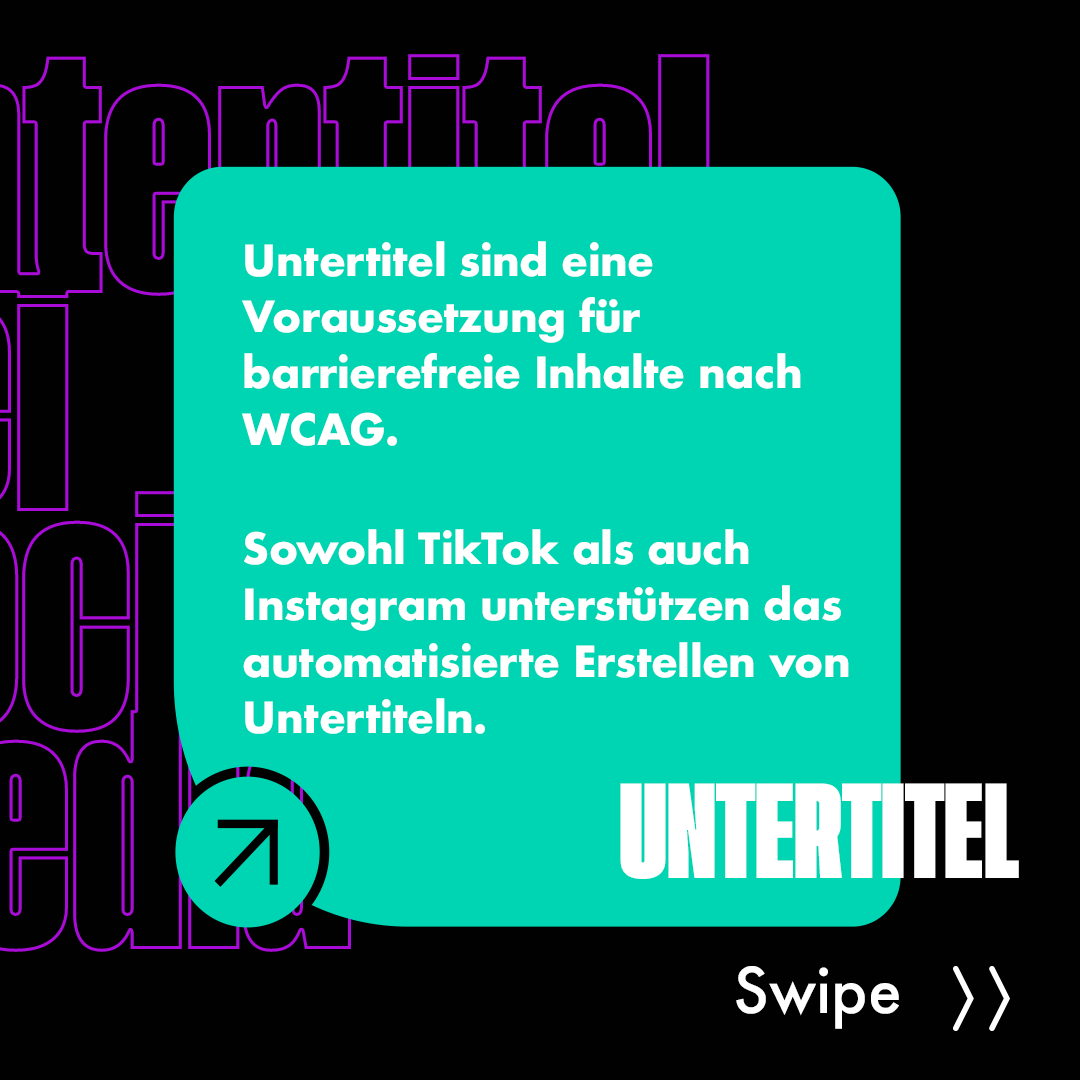Unser Trend Watch geht weiter! Heute werfen wir einen Blick auf das Thema 'Untertitel bei Social Media'. 💬

Ob für Gehörlose oder einfach für eine bessere Verständlichkeit - Untertitel sind nicht nur ein Trend, sondern eine Möglichkeit, Inhalte für alle zugänglich zu machen. 🎧