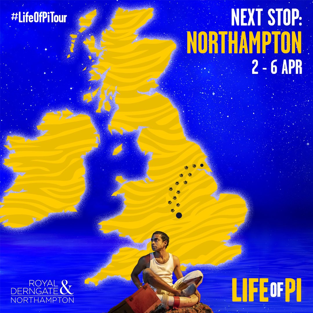Northampton, Pi has arrived! 🛶 Join us at @RoyalDerngate until Saturday 6 April for the adventure that has everybody in AWE! 🐯 Experience the magic at lifeofpionstage.com! ✨ #LifeofPiTour