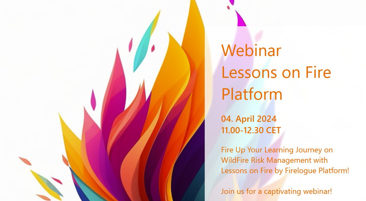Webinar #LessonsOnFire platform in a nutshell! Join our webinar and explore our repository of resources for the wildfire risk management community! 🗓️This Thursday ⏲️11:00 CET ➡️Register here: forms.office.com/pages/response…