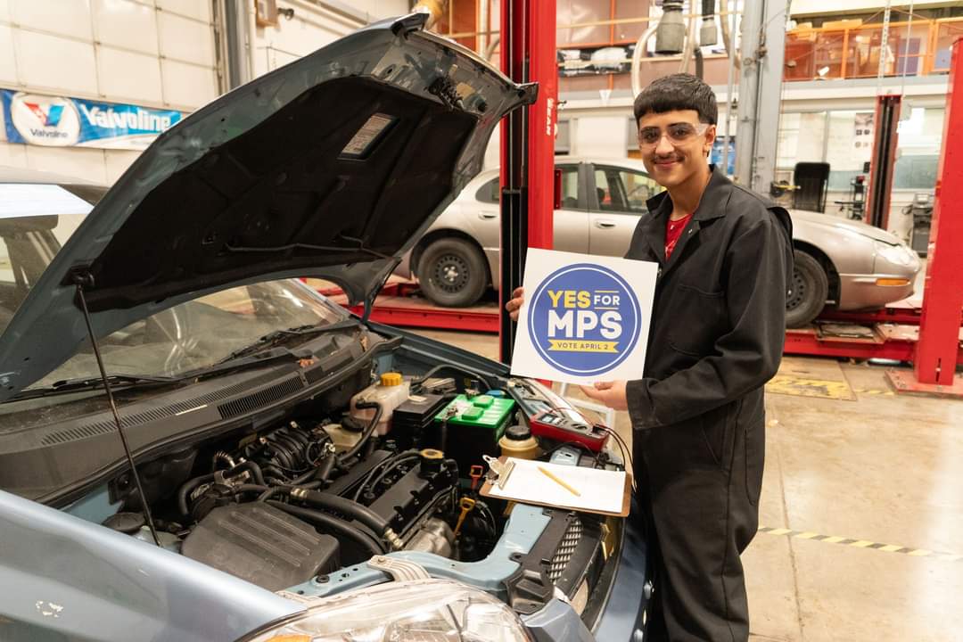 Today is Election Day! #VoteYESforMPS so students can continue to have access to amazing vocational and technical skills programs like Pulaski High School's auto shop class, where students are earning industry recognized credentials that give them a leg up on future employment.