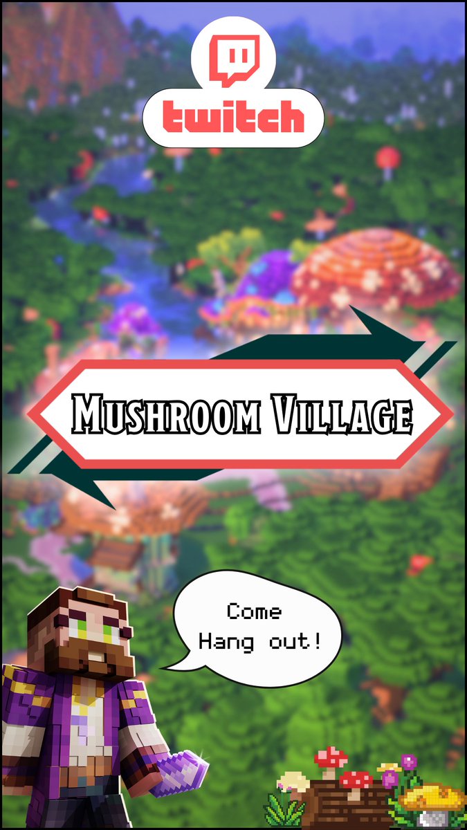 Im live on twitch! Working on the Mushroom Village :D Come chill :) twitch.tv/graysun8151