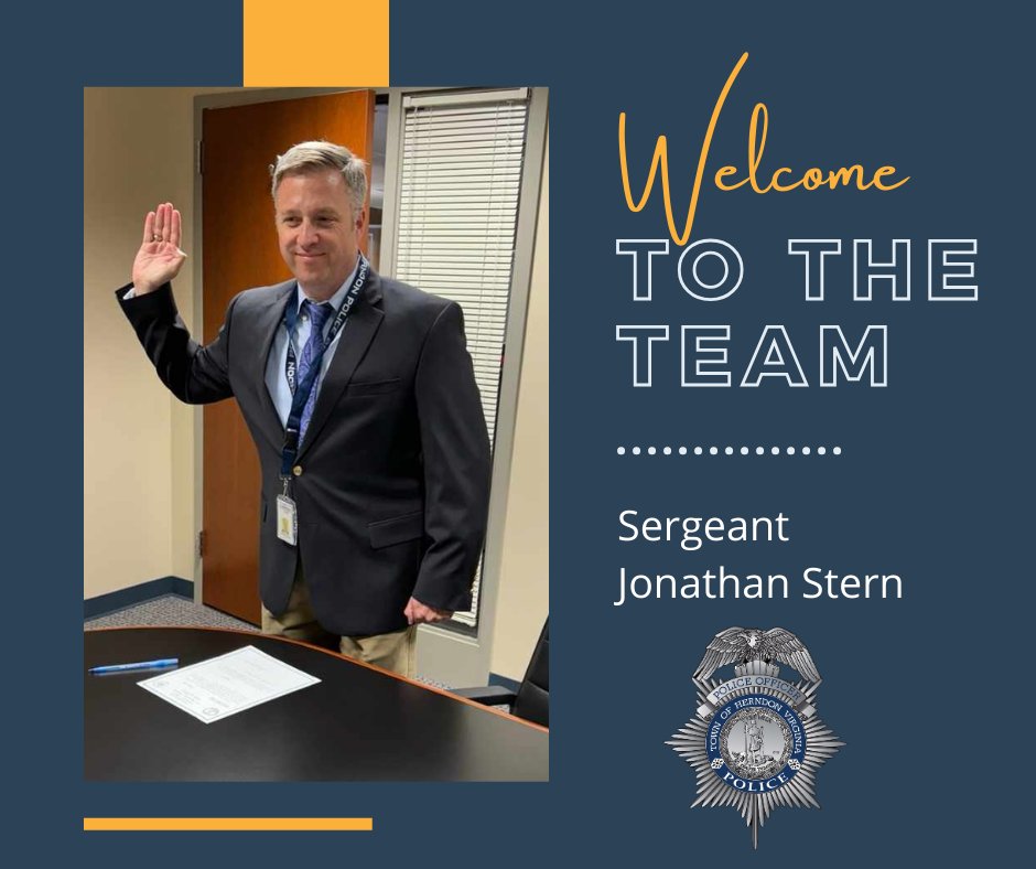 Please join us in welcoming Sergeant Jonathan Stern to Herndon PD! Sgt. Stern brings 24 years of law enforcement experience with him. We are glad you're here- welcome to the family!