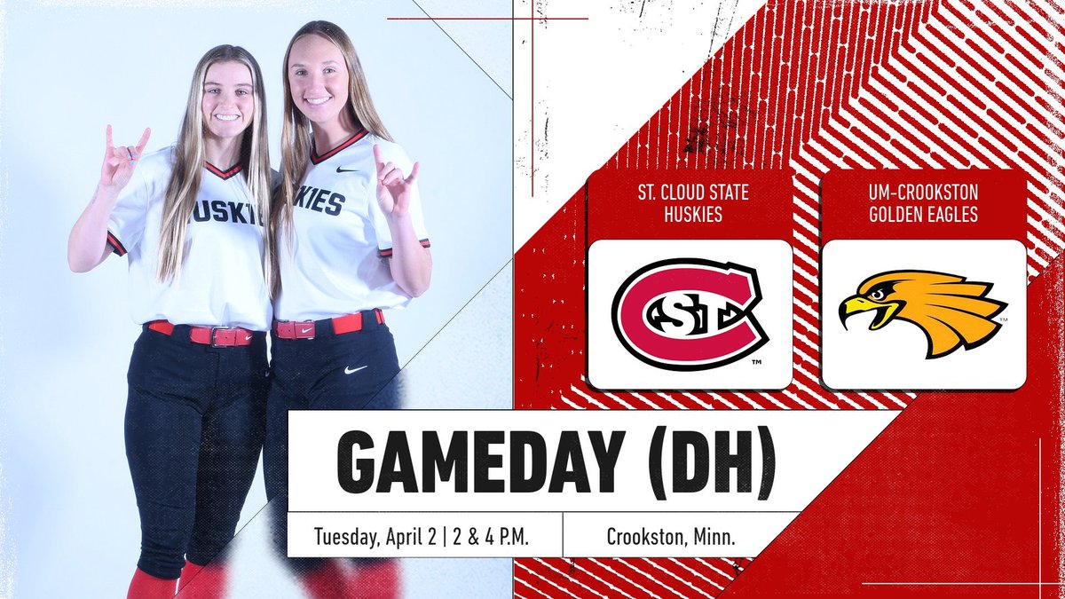 𝐓𝐮𝐞𝐬𝐝𝐚𝐲 𝐓𝐢𝐥𝐭𝐬 👊

 @ Minnesota Crookston
⌚ 2 p.m. | 4 p.m.
📍 Crookston, Minn.
🏟️ Minnesota Crookston Softball Field
📖 tinyurl.com/SB-Pr-4-1
📺 tinyurl.com/SB-LS-4-2
📊 tinyurl.com/SB-UMC-Stats

#PackMentality 🐾 | #HuskiesSoftball 🥎
