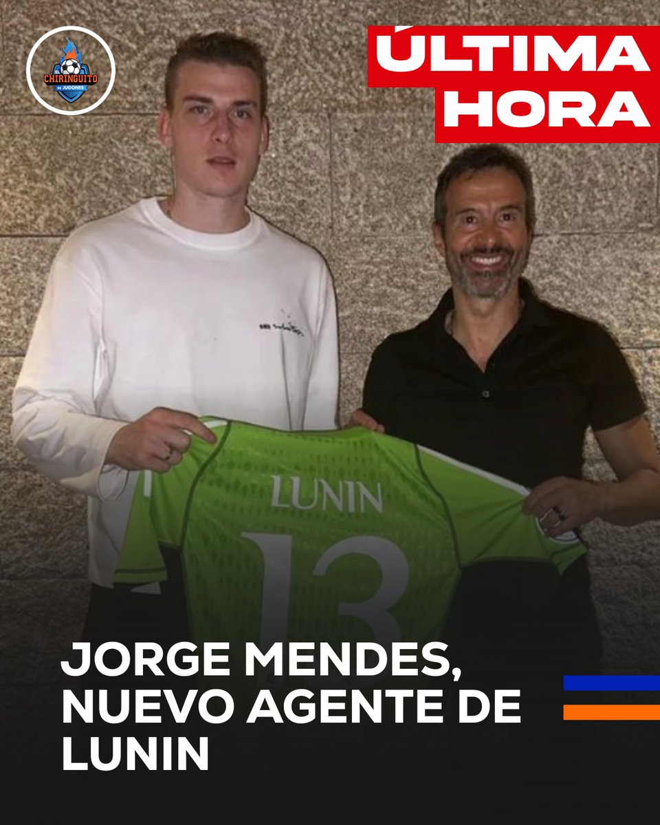 🚨 YA ES OFICIAL 🚨 🤝 Jorge Mendes se convierte en el nuevo representante de Lunin. 💣 @marcosbenito9 lo contó en exclusiva en el @elchiringuitotv, el 5 de diciembre de 2023.