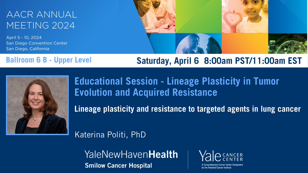 Yale Cancer Center (@yalecancer) on Twitter photo .@politikaterina will be presenting during the Lineage Plasticity in Tumor Evolution and Acquired Resistance educational session at #AACR24, this morning at 8am PST/11am EST.
abstractsonline.com/pp8/#!/20272/s…
<a href="/SmilowCancer/">Smilow Cancer Hospital</a> <a href="/YaleMed/">Yale School of Medicine</a> <a href="/YNHH/">Yale New Haven Hosp</a> <a href="/yalepathology/">Yale Pathology</a> <a href="/YaleThoracic/">Yale Thoracic Surgery</a> .@politikaterina will be presenting during the Lineage Plasticity in Tumor Evolution and Acquired Resistance educational session at #AACR24, this morning at 8am PST/11am EST.
abstractsonline.com/pp8/#!/20272/s…
<a href="/SmilowCancer/">Smilow Cancer Hospital</a> <a href="/YaleMed/">Yale School of Medicine</a> <a href="/YNHH/">Yale New Haven Hosp</a> <a href="/yalepathology/">Yale Pathology</a> <a href="/YaleThoracic/">Yale Thoracic Surgery</a>
