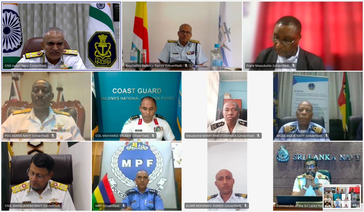 Indian Navy hosts 2nd Edition of virtual meet MAHASAGAR! Indian Navy Chief Adm R Hari Kumar hosted his counterparts from ten countries including Seychelles. Situation in Western Indian Ocean discussed.