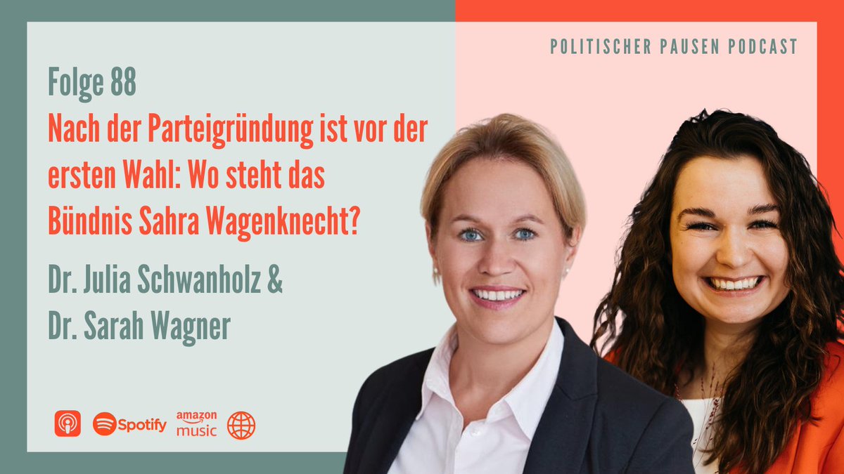 Ökonomisch links, kulturell rechts? @SarahWagnerPhD ist zu Gast im Politischen Pausen Podcast & spricht mit @jschwanholz über @Buendnis_SarahW: Wo steht die neue Partei im Parteiensystem? Wer könnte das #BSW wählen & was heißt das für die anderen Parteien?ppp.podigee.io/88-new-episode