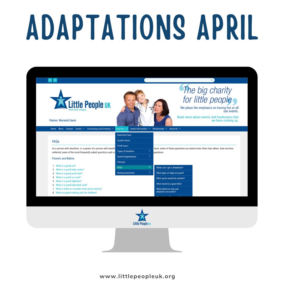 Adaptations April Checkout our website for some useful information with our FAQs section. #dwarfism #disability #littlepeople #adaptations #april