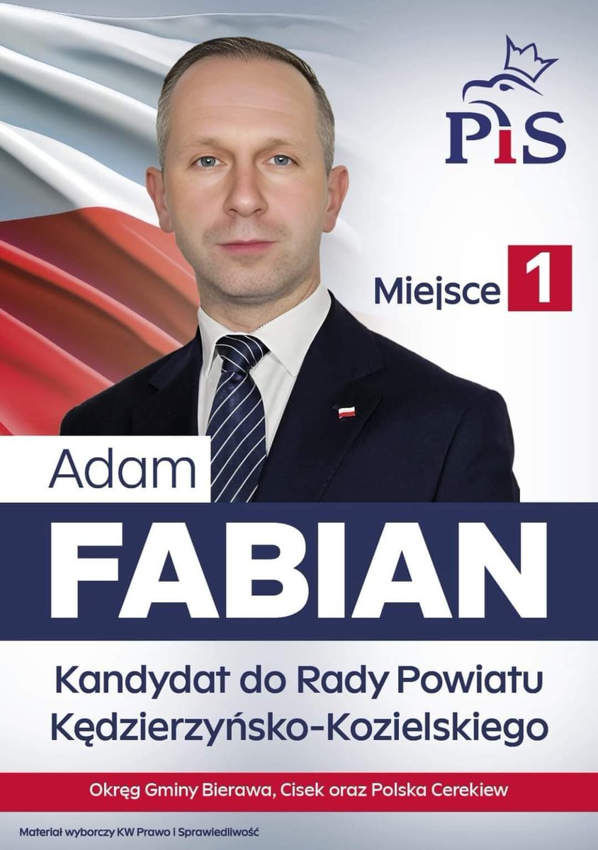7 kwietnia liczę na Twój głos🫡 Przede wszystkim, dobro naszego powiatu🇵🇱 Adam Fabian Lista Prawa i Sprawiedliwości 🤍❤️ Miejsce numer 1️⃣ #GminaBierawa #GminaCisek #PolskaCerekiew #WyborySamorządowe2024