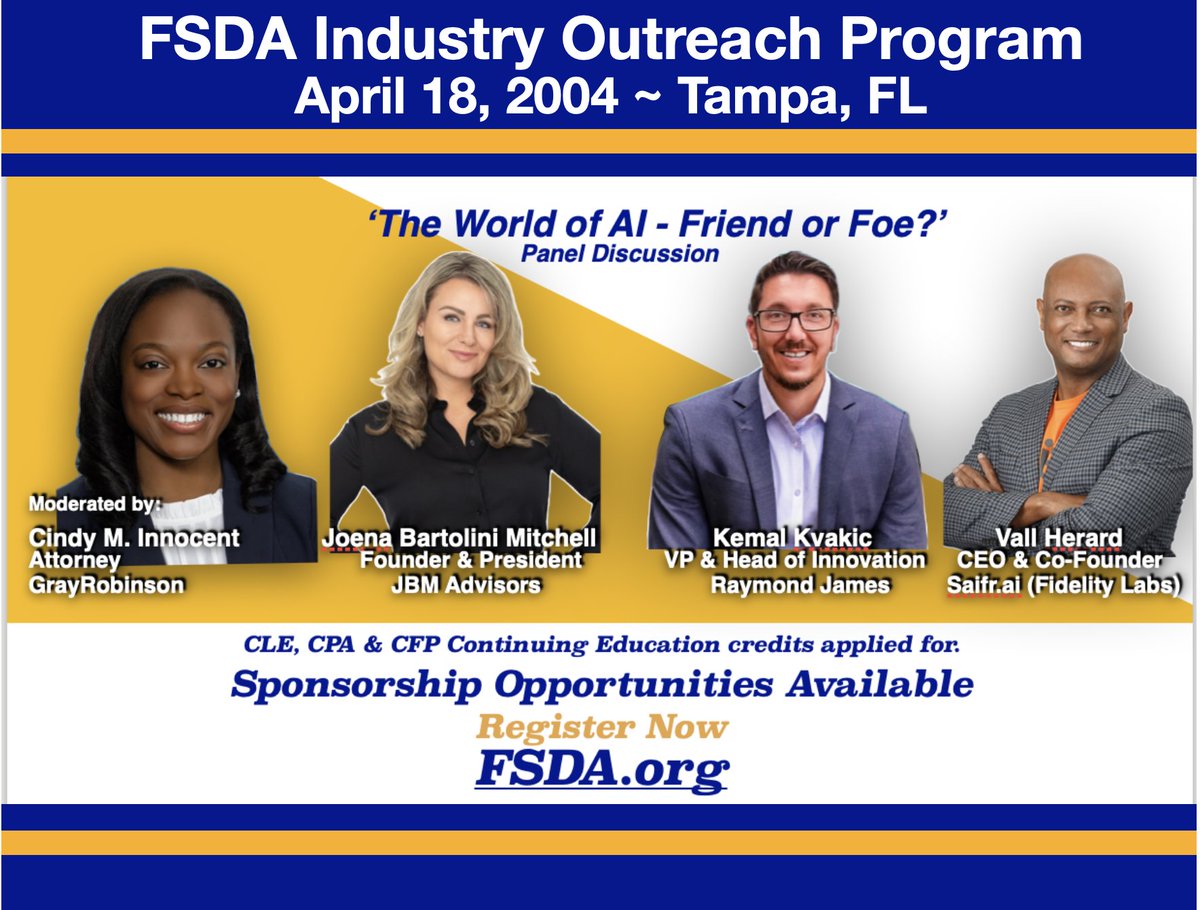 The FSDA is excited to announce the addition of Vall H., Salfr.ai (Fidelity Labs) to the incredible speaker line-up for the 2024 FSDA Industry Outreach Program on April 18th at the Center for Advanced Medical Learning and Simulation (CAMLS). FSDA.org