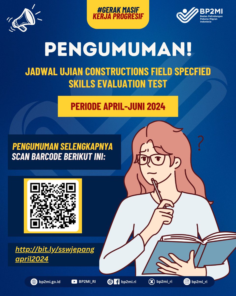 Kabar gembira untuk #SobatMigran yg ingin mengikuti skema SSW ke Jepang, berikut adalah : Informasi dari immigration Services Agency, Ministry of Justice Japan tentang jadwal ujian #BP2MI #PekerjaMigranIndonesia #SSWJepang