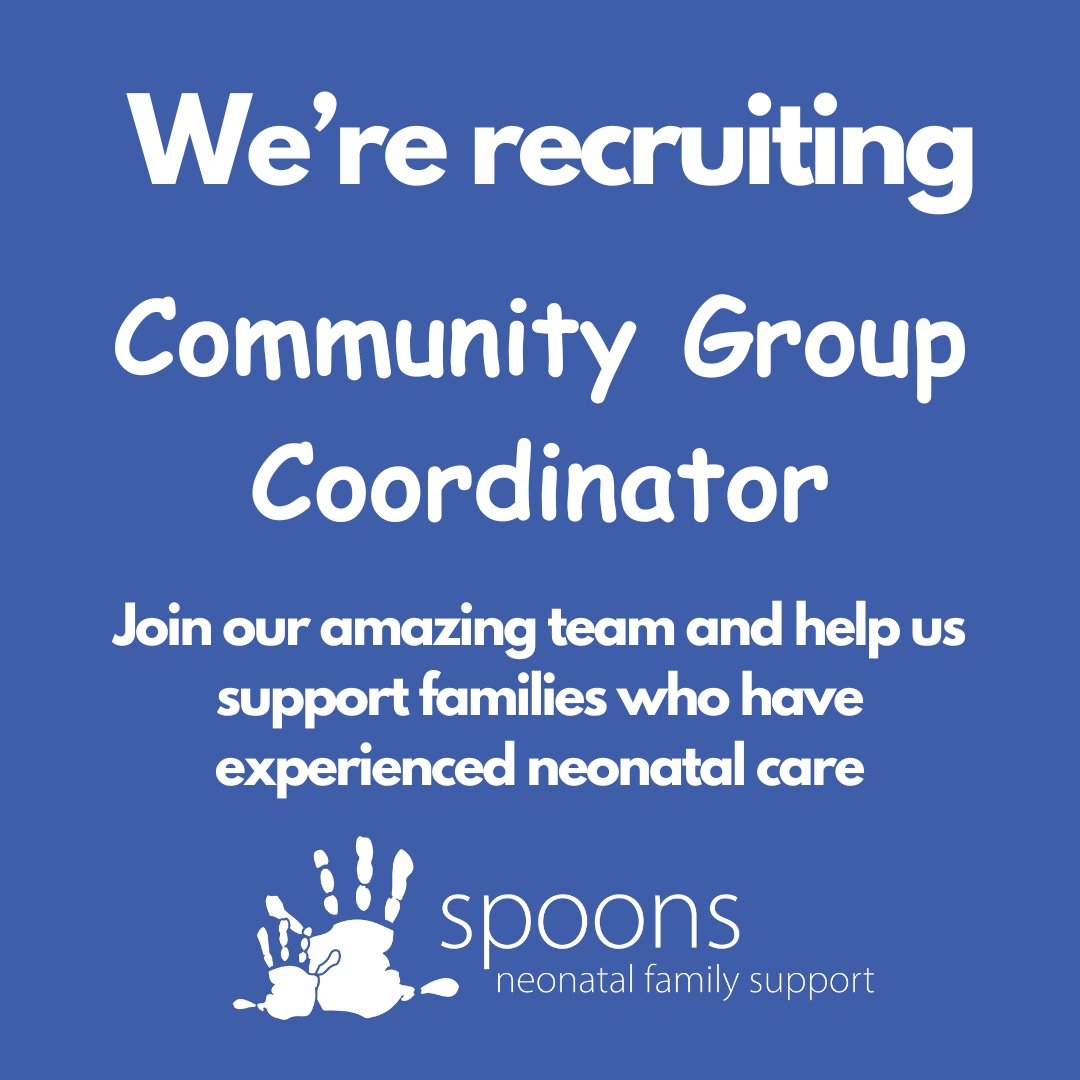 We're looking for a Community Group Coordinator If you have an Early Years background, enjoy working with families and are looking for a role with an amazing neonatal family support charity check our latest job advert. spoons.org.uk/get-involved/c…