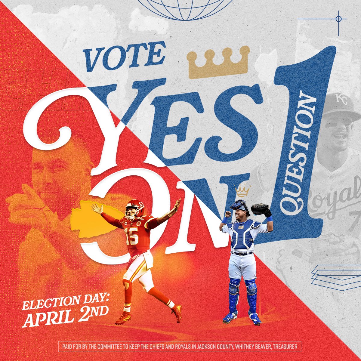 Chiefs's tweet image. KC, get out and vote today to keep the Chiefs and Royals in Jackson County!
