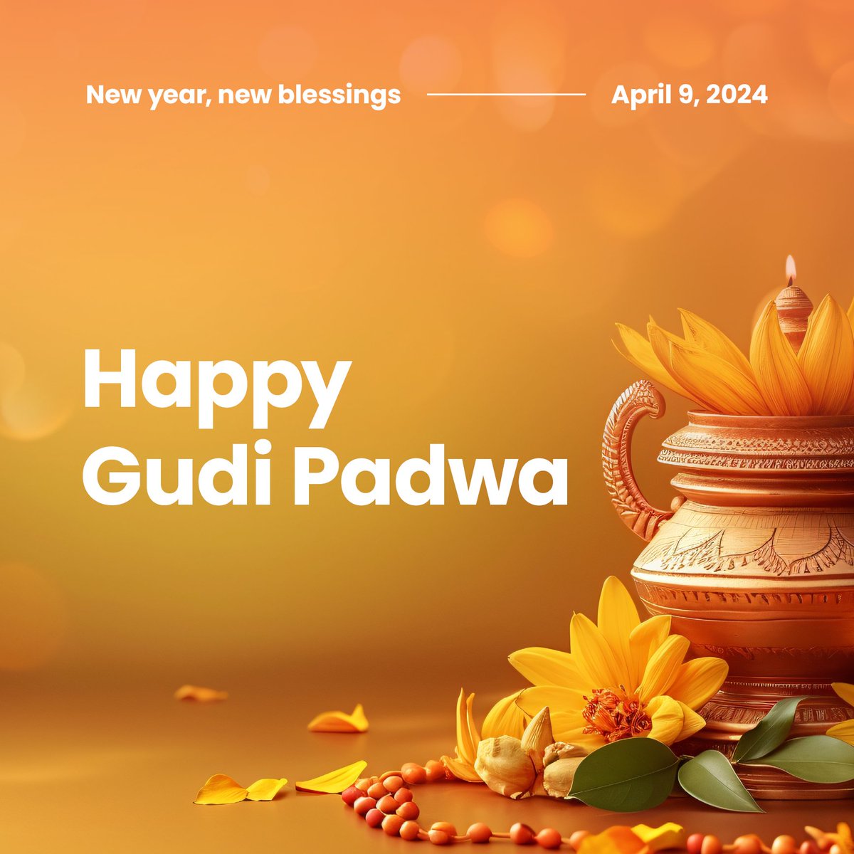 Happy Gudi Padwa! Wishing everyone a prosperous new year filled with joy, peace, and endless blessings. 🎉🪔