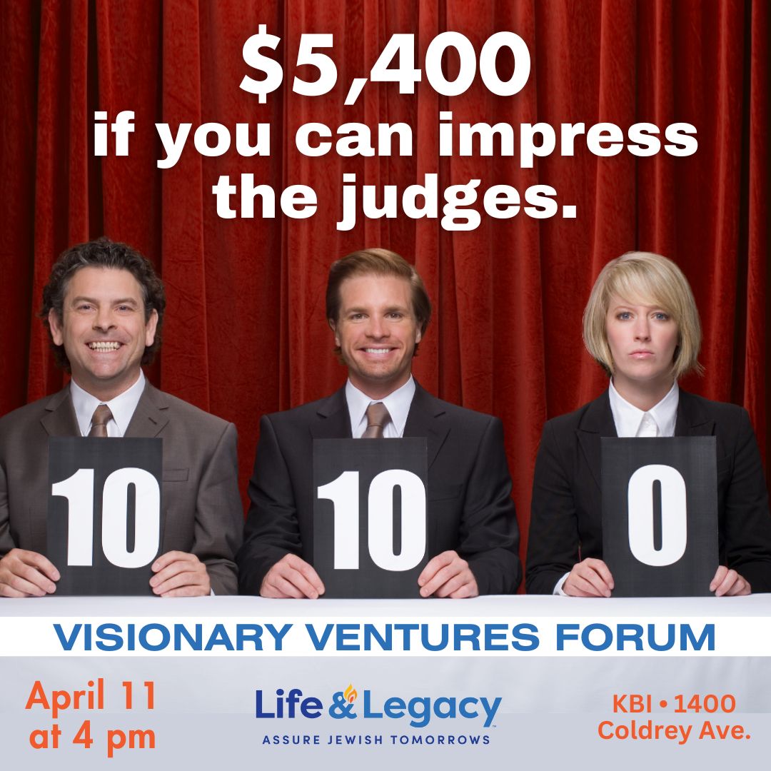 Visionary Ventures Forum: Igniting Your Legacy! Join us as our Life & Legacy partner agencies pitch their ground-breaking legacy ideas in return for seed funding! The Ottawa Jewish Community Foundation is offering a $5,400 incentive grant for agencies to spearhead new projects.