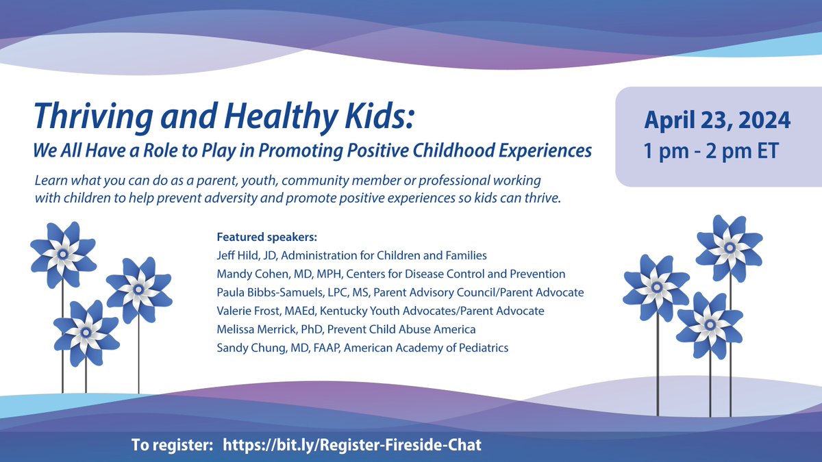 Join HHS leaders from @CDCGov, @ACFHHS, parent advocates, @AmerAcadPeds, and @PCAAmerica to learn how communities are using evidence-based strategies to help families create bright futures for all children. #ThrivingFamilies Register bit.ly/Register-Fires…