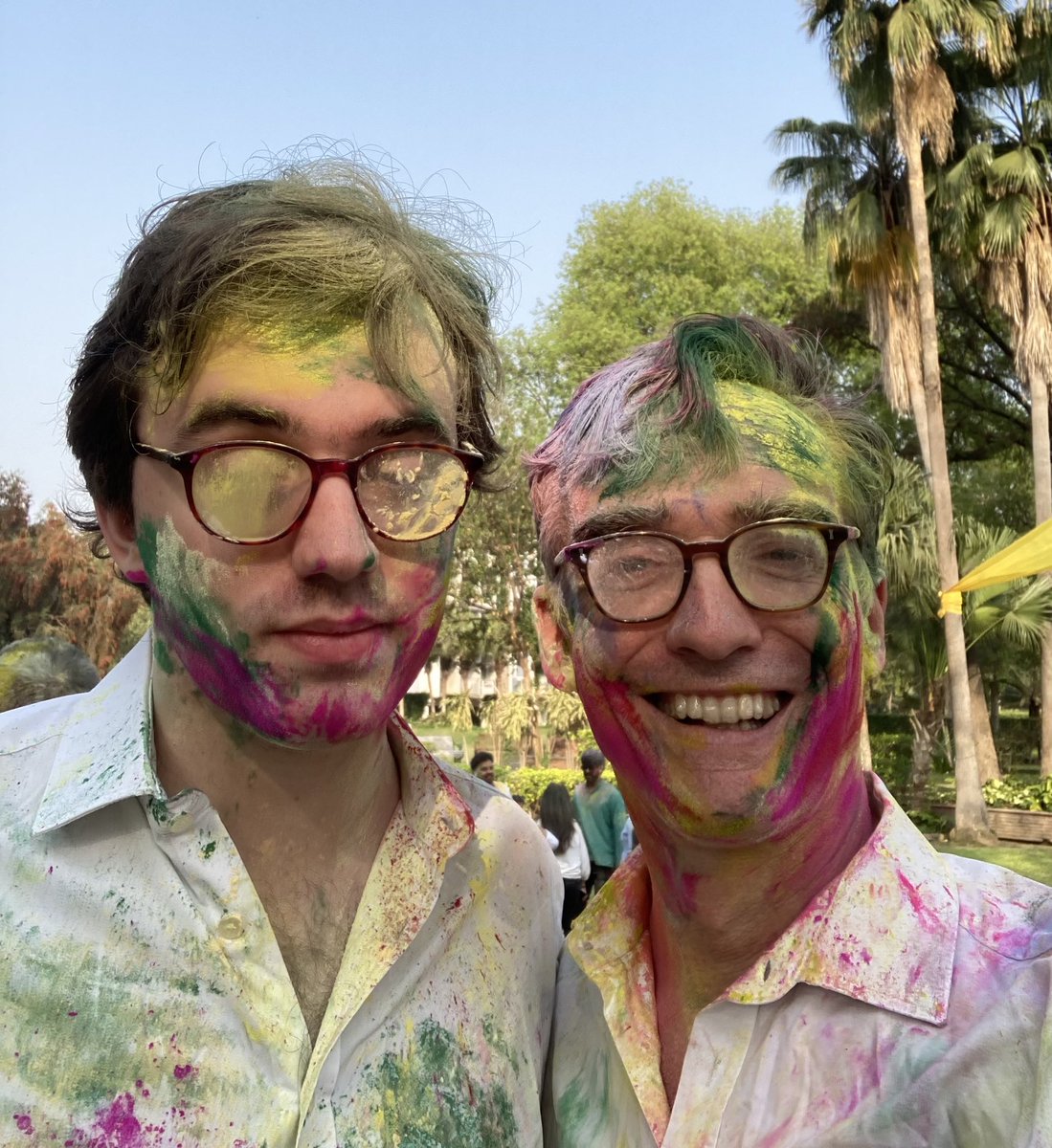 #WorldAutismDay - here’s me & Tomas, our son on the autistic spectrum, enjoying Holi. 

Neurodiversity enjoys colour!