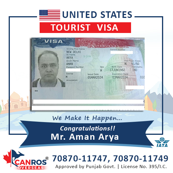 #congratulations to Mr. Aman Arya on getting #usa #touristvisa 
For Free Profile Assessment and Consultation Call Now:

70870-11747, 70870-11749

Fees After VISA Approval!!

#studyvisa
#workpermit
#permanentresidency
#passportrenewal
#tourpackages
#airtickets