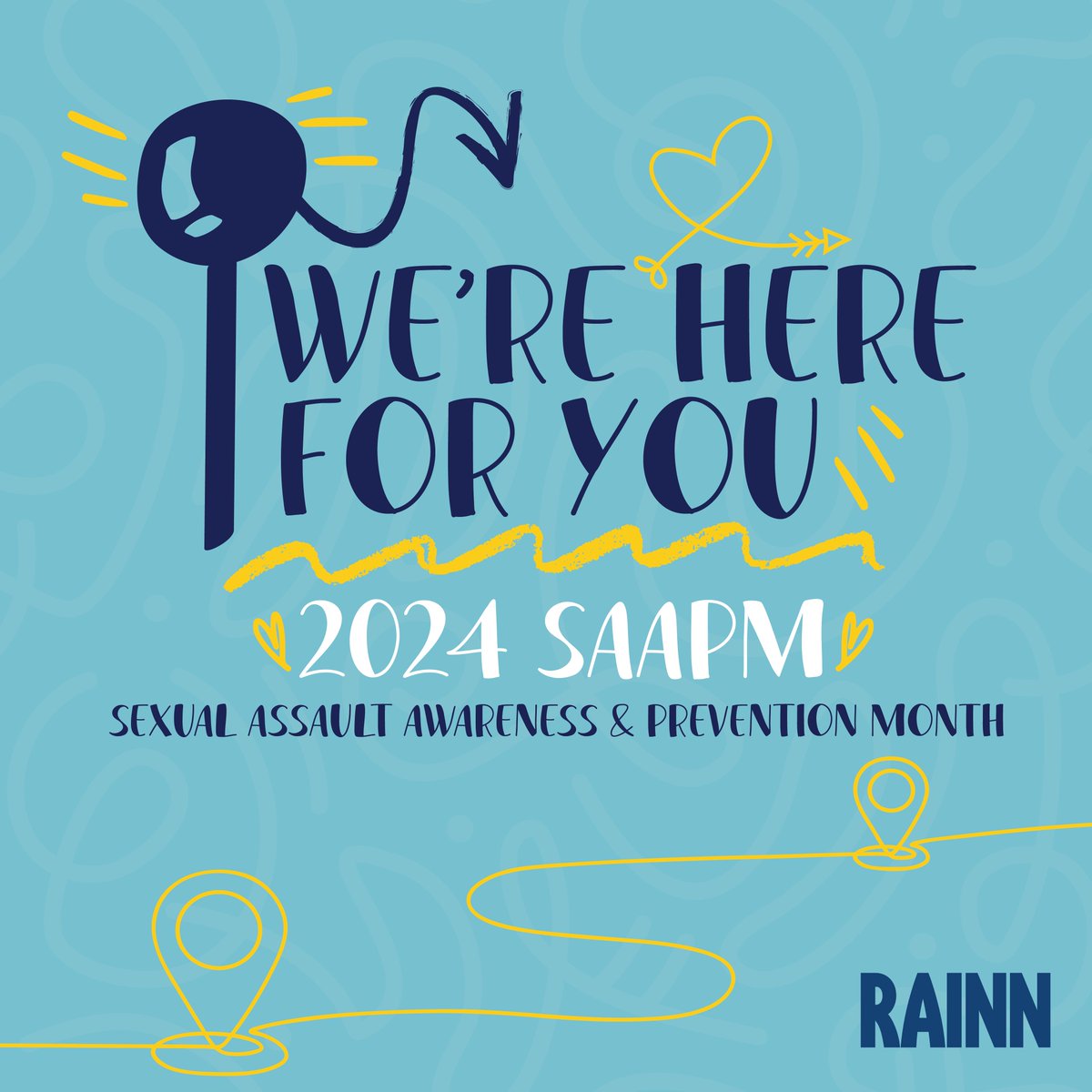 This #SAAPM, join us in thanking the community that shows up for survivors, and help us spread the word: RAINN is #HereForYou. RAINN is here for someone you love. 💙 rainn.org/saapm-2024