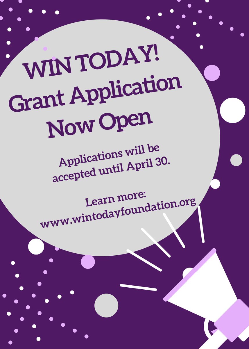 The WIN TODAY! Grant Application is open! It is designed to support individuals from low-income families that need help to participate in extracurricular activities or organizations serving low-income children. Learn more and apply! @coachkr10 wintodayfoundation.org/grant-program