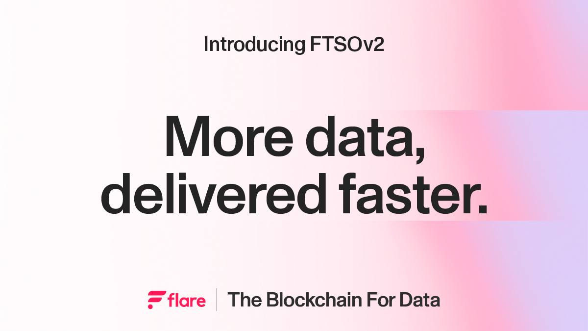FlareNetworks's tweet image. The upgrade of the Flare Time Series Oracle will give dapp developers access to a wider range of up to 1000 data feeds with updates possible every block (1-2 seconds).

FTSOv2 is a stepping stone to realize the vision of Flare as the Blockchain for Data.

flare.network/more-data-deli…