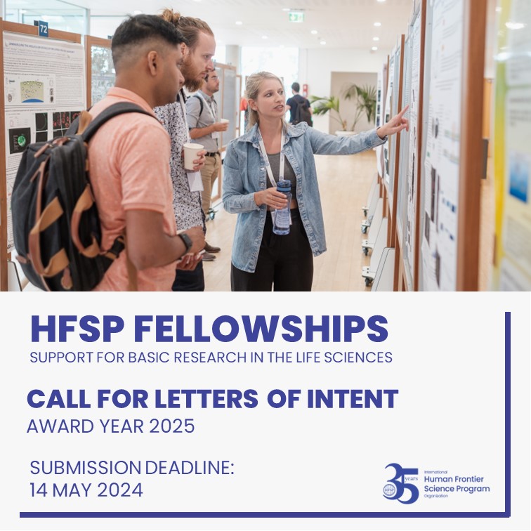 Attention scientists from all over the world!🙃The Call for Letters of Intent for the #HFSPFellowships is open, and we can't wait to know about your bold research ideas!🤩💪Have you submitted yours yet? More info: bit.ly/3ZMPQp0  #BasicLifeSciences #ResearchOpportunity