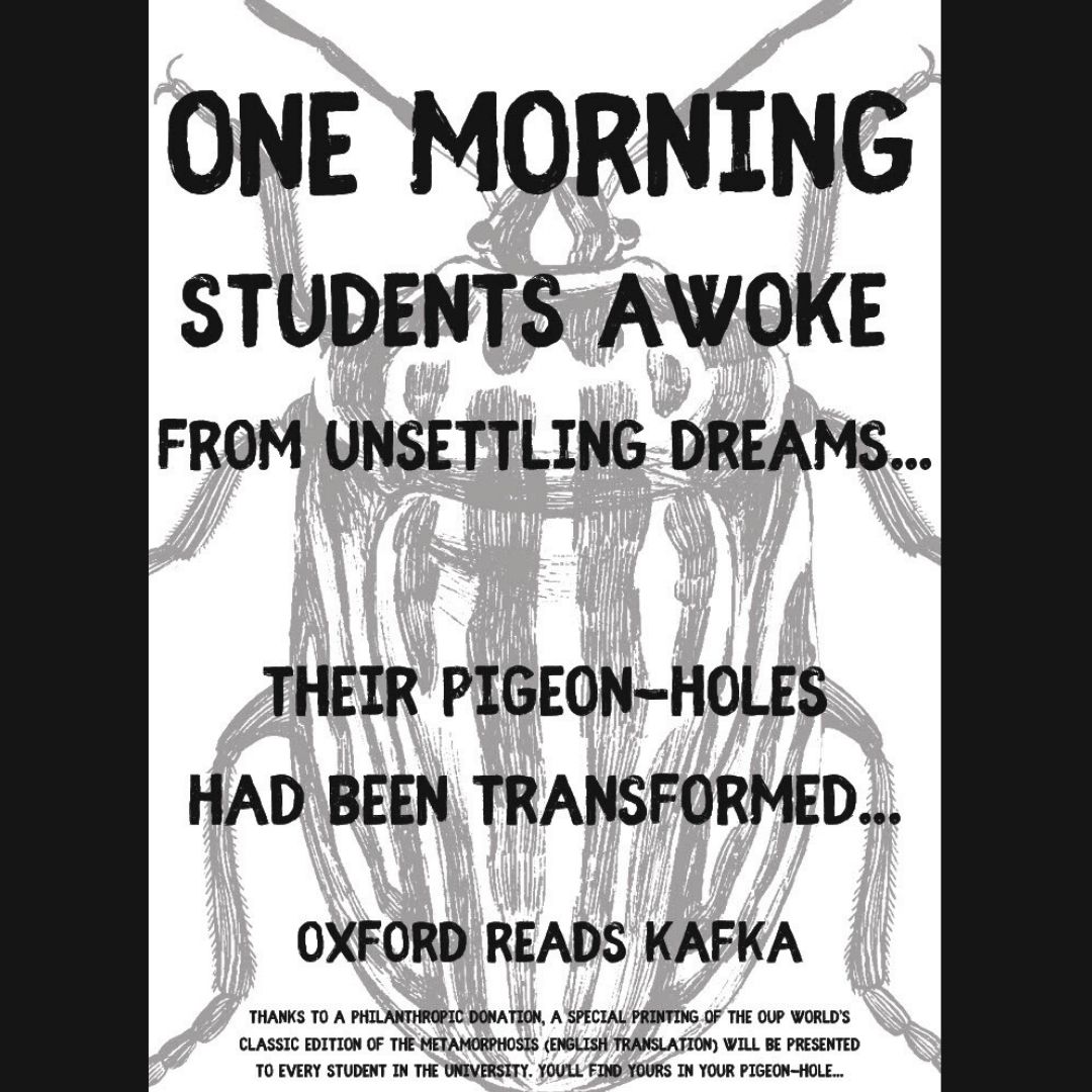 One morning students awoke from unsettling dreams… their pigeon-hole had been transformed… 

#OxfordReadsKafka #KafkaMetamorphosis