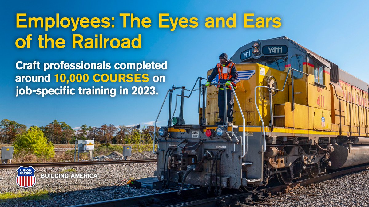 To cultivate a safety-focused mindset within teams, Union Pacific implemented new policies and enhanced training across our 23-state network. Craft professionals completed around 10,000 courses on job-specific training in 2023.