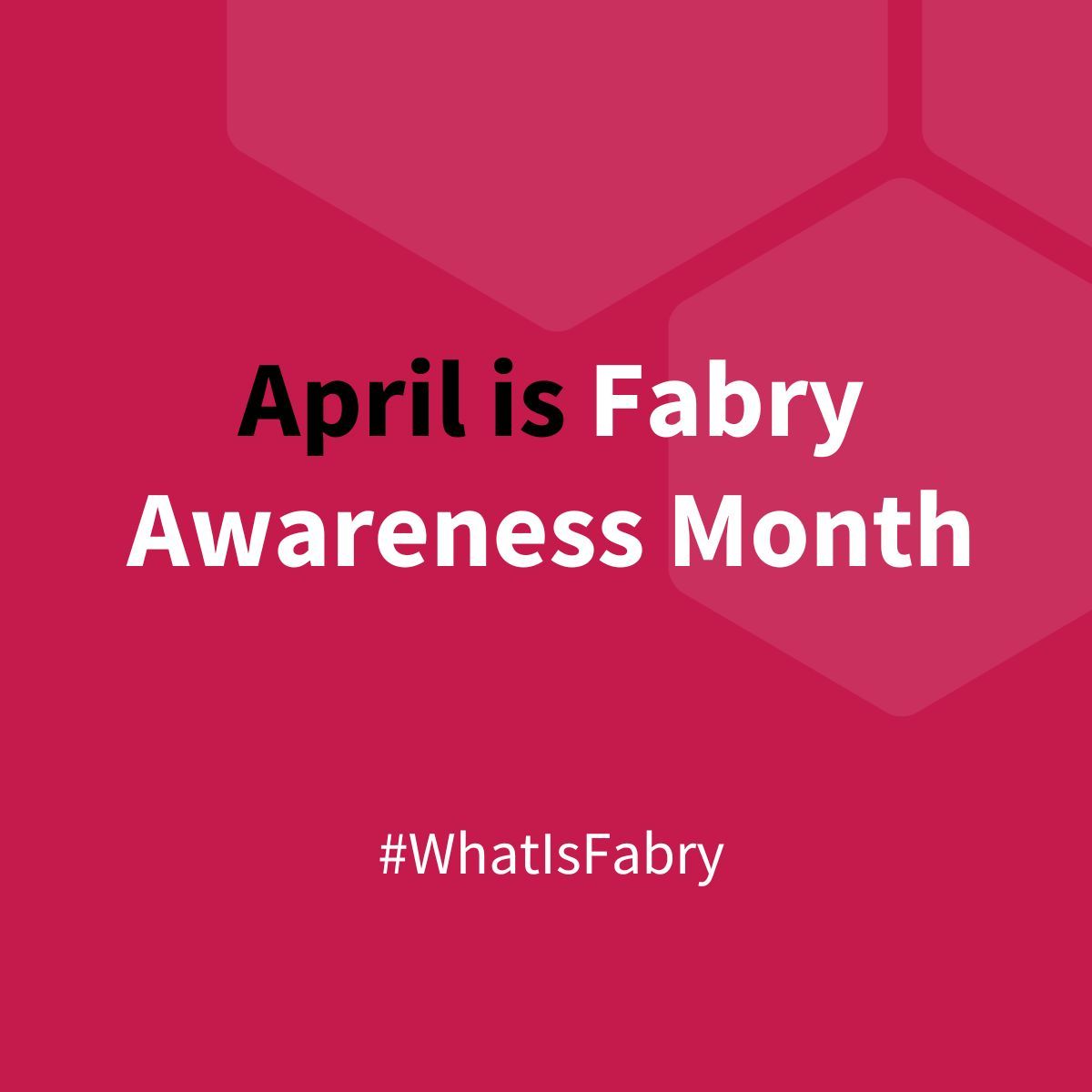 It's Fabry Awareness Month! We've got lots planned and want you to share our posts throughout April so we can reach as many people as possible. Look out for facts, photos and presentations about Fabry coming soon and share them everywhere! #FabryAwareness #WhatIsFabry