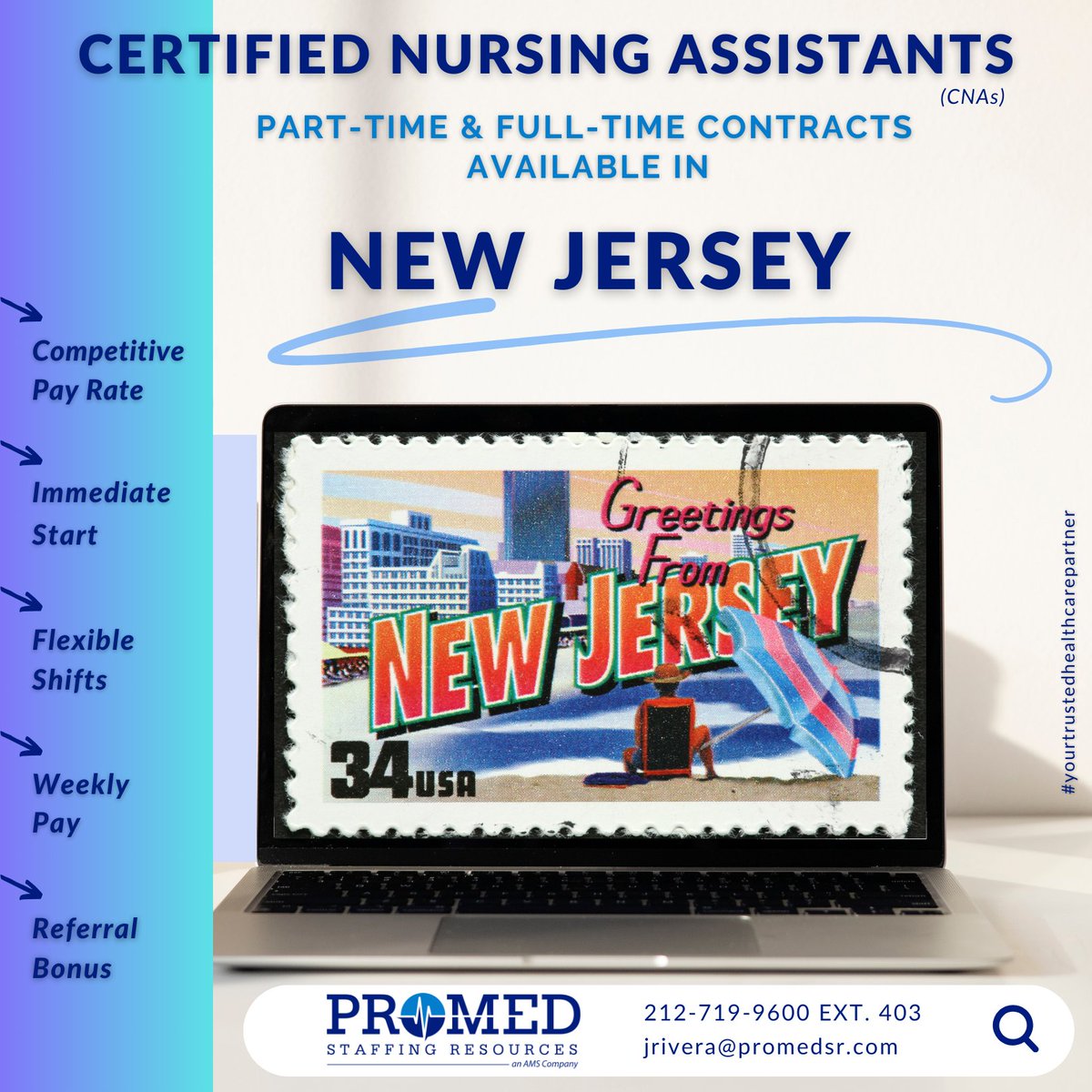We are seeking #CNAs to join #longtermcarefacilities across the garden #state. Contact Jorell Rivera at (212) 719-9600 or email your resume to jrivera@promedsr.com to get matched

#cna #certifiednursingassisstant #cnainnewjersey #newjerseyjobs #njjobs #cnajobs #promed #promedsr