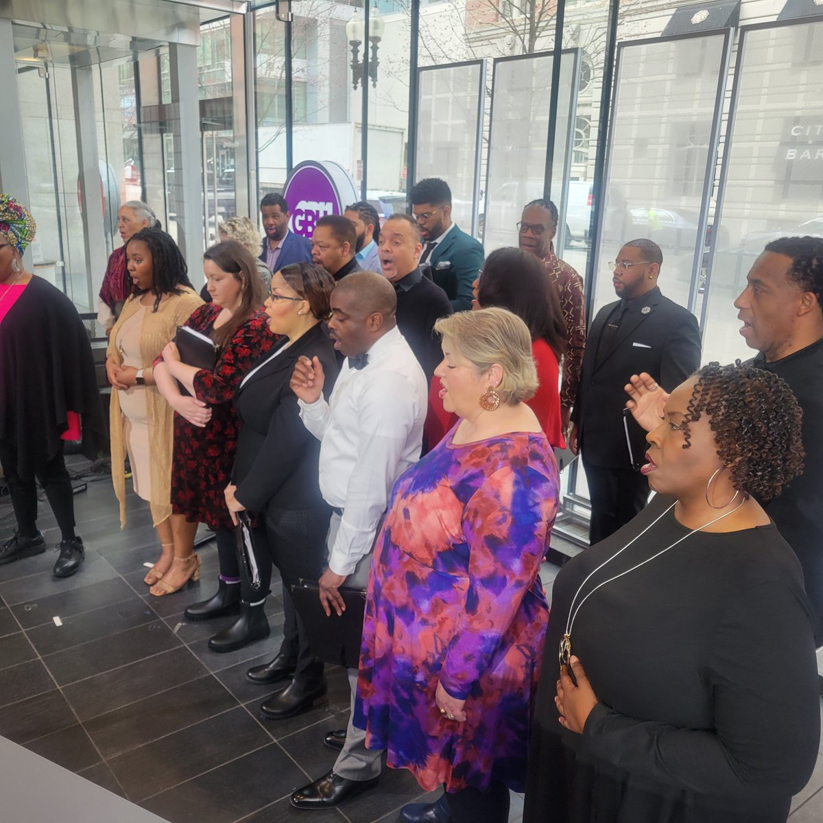 American Spiritual Ensemble rehearsing for 1130 @bospublicradio @BPLBoston...as beautiful as anything I've ever heard! Plz don't miss this...@gbhnews