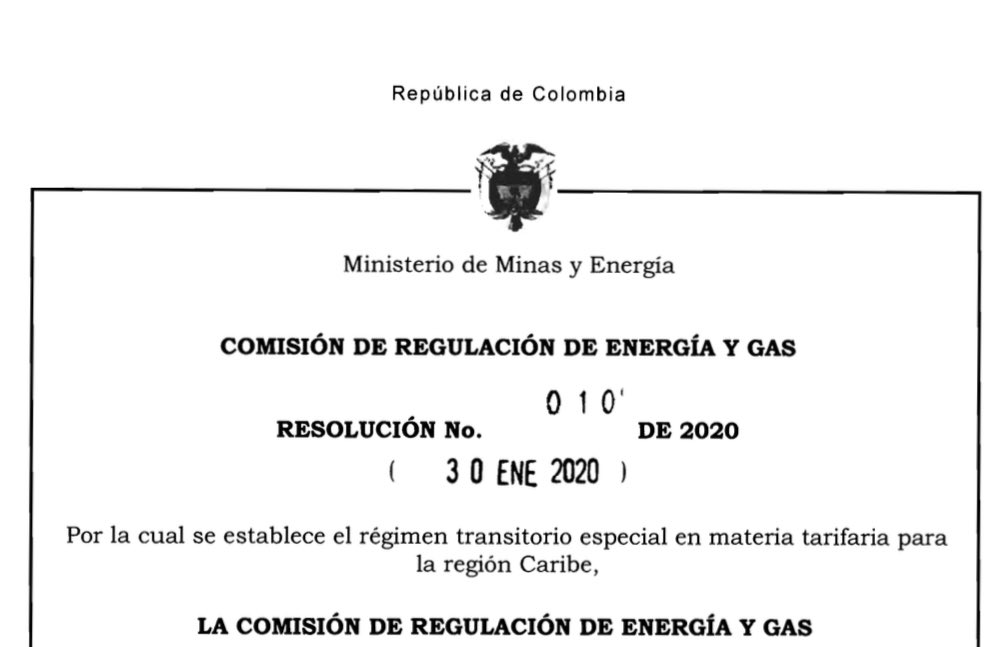 GermanLondonoM's tweet photo. En el año 2019, algunos congresistas de la región Caribe aprobaron  el artículo 318 del PND del gobierno de Iván Duque, por el cual HOY estamos pagando la tarifa de energía más COSTOSA del país. MEDIANTE EL DECRETO 1645 de 2019 expedido por el gobierno nacional, se reglamentó el mencionado artículo 318, de la LEY 1955 de 2019.
En el año 2020, El Ex Viceministro y después ministro de Minas y Energía DIEGO MESA, le delegó a la CREG la función de establecer el régimen transitorio especial en materia de tarifa de energía. 
En ese mismo año, entró en vigencia la Resolución CREG 010, que firmó el mismo Ex Viceministro de minas y energía DIEGO MESA y es que esta resolución modificó la metodología para cobrar el componente de Perdidas(PR) a los usuarios de la zona norte, incrementando  el cobro de este componente de aproximadamente 250 pesos x kwh, por un periodo de 5 años.

Por DIOS….. ellos mismos causaron el problema de las altas tarifas de energía en la región Caribe, y critican al Presidente Gustavo Petro por no solucionar a corto plazo dicho problema. 

Presidente Petro, usted es el único que puede garantizar y asegurar la sostenibilidad de la prestación eficiente del servicio de energía eléctrica en la región Caribe. 

CONFIAMOS EN USTED