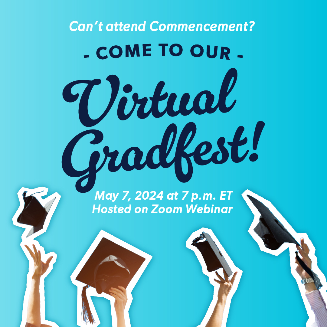 It's almost time to celebrate! 🥳🎉For those missing the celebration of Commencement events we invite you to Virtual Gradfest! It will be a time of fun and engagement! Don't miss out! ow.ly/9RaV50R6rKY