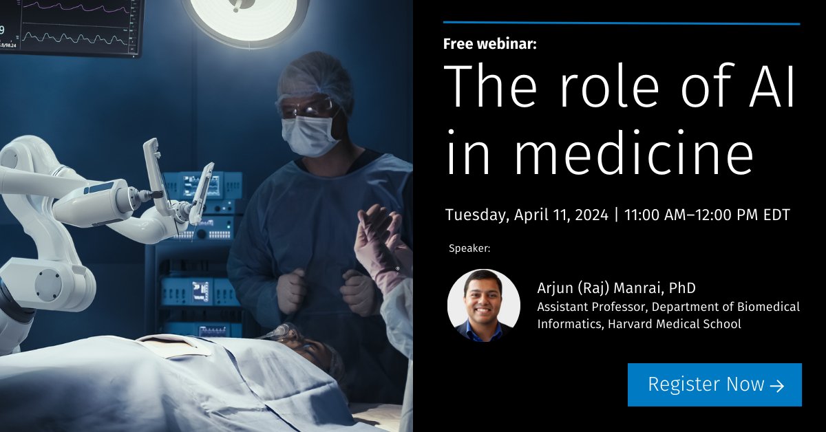 Learn about the latest advancements in AI and its impact on the healthcare industry in our exclusive webinar hosted by @arjunmanrai, Deputy Editor of @NEJM_AI. Register today: ow.ly/HU7950R6x97 #AI #HealthAI