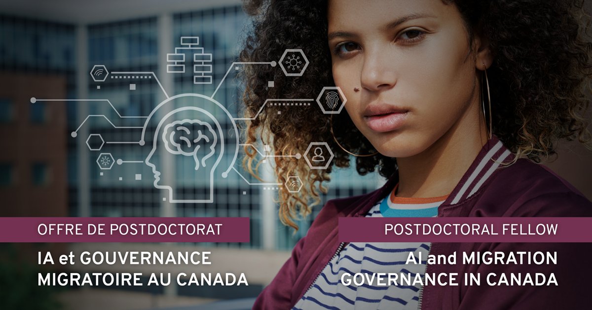 📢#Opportunity: the Canada Research Chair on Global Migration Processes @universitelaval is seeking a postdoctoral fellow for a 12-month term starting Sep. 2024 (renewable). Focus on automation & #AI on migration governance in Canada. Apply by Apr. 29 🔗 loom.ly/xbL4WVA