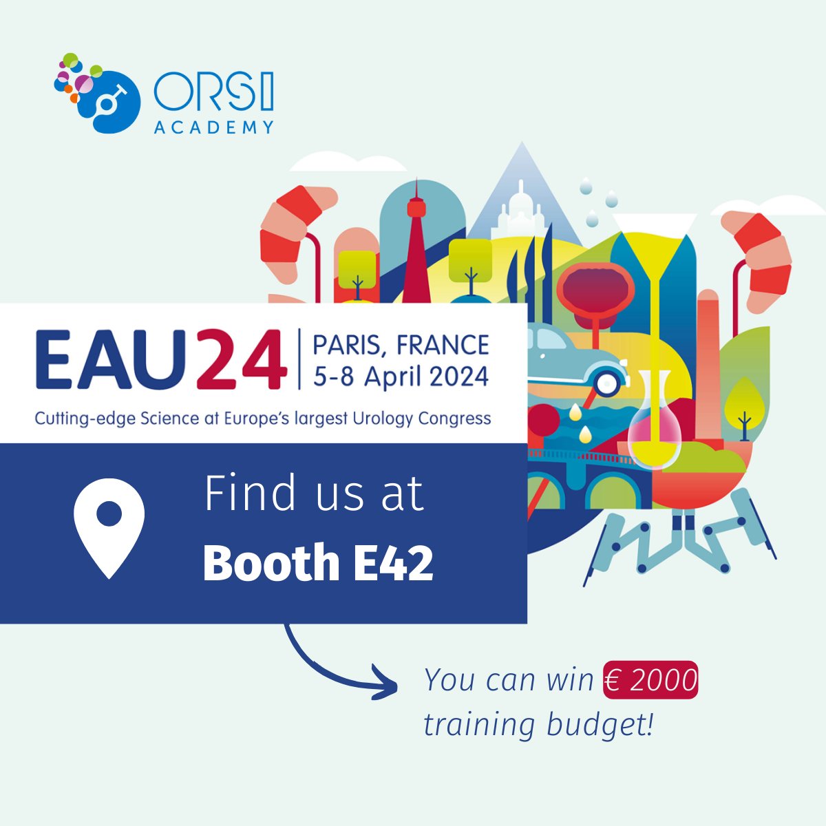 Join us at #EAU24, booth E42! 👋 Swing by for a chance to win a €2000 training budget to enhance your robotic surgical skills! See you soon in Paris! 🥐