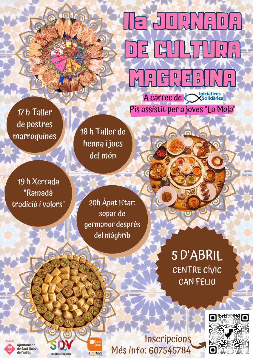 Canya Jove SQV (@espaicanyajove) on Twitter photo #JoveSQV aquest divendres tenim la IIa JORNADA DE CULTURA MAGREBINA a càrrec d'<a href="/isolidaries/">Iniciatives Solidàries</a> 🥳
✅ Inscriu-t'hi: bit.ly/3ILn94W
👉Pots venir a tota la jornada o a activitats soltes.
➕ℹ️ 607545784
Si tens qualsevol consulta, no dubtis en preguntar-nos! #JoveSQV aquest divendres tenim la IIa JORNADA DE CULTURA MAGREBINA a càrrec d'<a href="/isolidaries/">Iniciatives Solidàries</a> 🥳
✅ Inscriu-t'hi: bit.ly/3ILn94W
👉Pots venir a tota la jornada o a activitats soltes.
➕ℹ️ 607545784
Si tens qualsevol consulta, no dubtis en preguntar-nos!