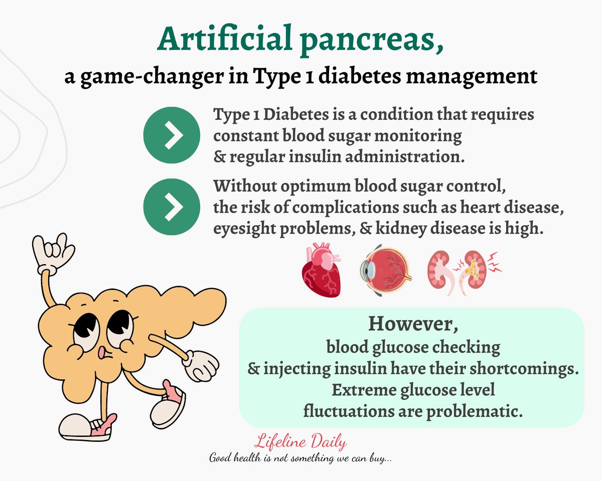 LifelineDaily's tweet photo. Artificial Pancreas for Blood Sugar Management in #diabetestype1 ✌️
#HealthyLiving #lifelinedaily7 #lifelinedaily #lifelineofhealth #diabetes #diabetestype1
#dmtype1 #artificialpancreas #HealthcareRevolution https://t.co/EPS8hhASiW