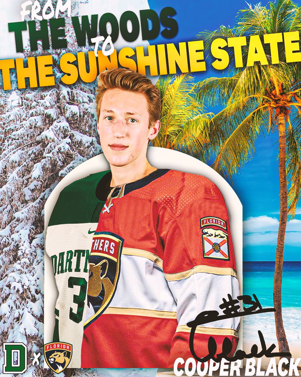 Dartmouth Men's Hockey (@dartmouth_mih) on Twitter photo Out of #TheWoods🌲 and into the Sunshine State 🌴 Congratulations to Cooper Black for signing a two-year, entry level contract with the <a href="/FlaPanthers/">Florida Panthers</a>!
#GoBigGreen
dartsports.co/3VHCCL1 Out of #TheWoods🌲 and into the Sunshine State 🌴 Congratulations to Cooper Black for signing a two-year, entry level contract with the <a href="/FlaPanthers/">Florida Panthers</a>!
#GoBigGreen
dartsports.co/3VHCCL1