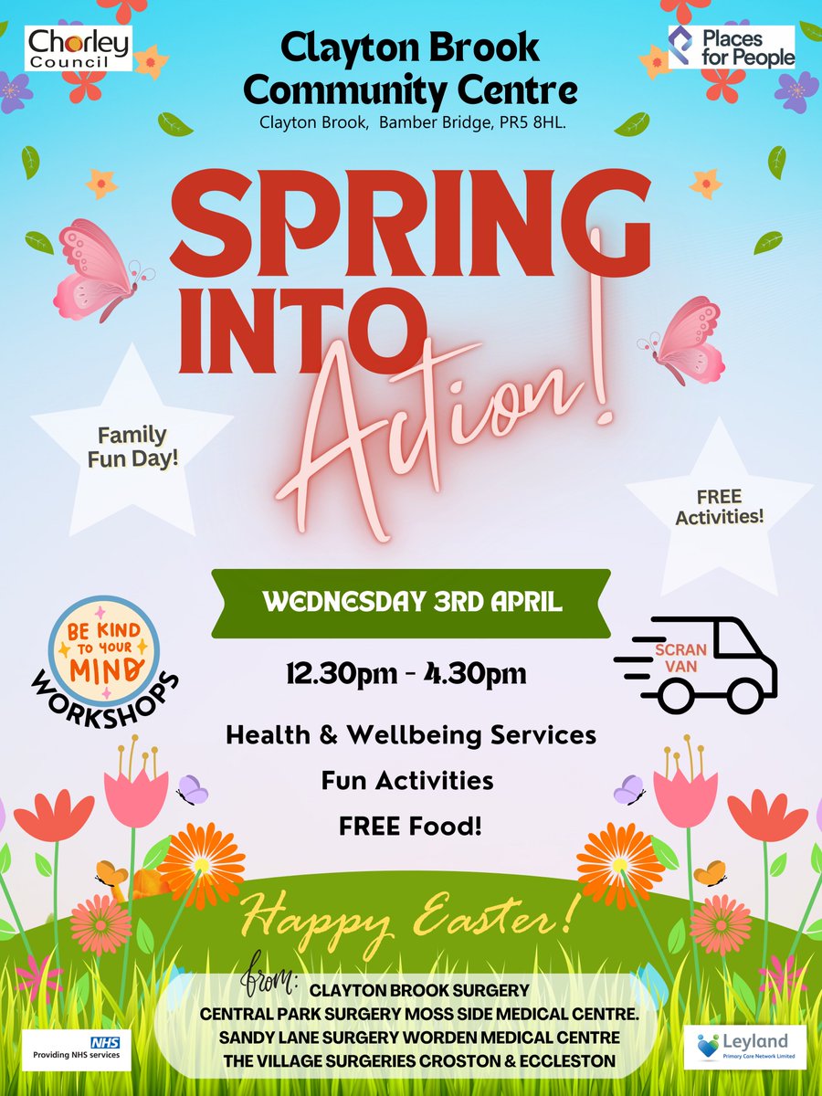 CompassBloom's tweet image. We will be at Clayton Brook Community Centre tomorrow, come and see us and join in with some of our workshops 😀.

See you tomorrow 👍👋.

#SpringEvent #CompassBloom #MentalHealthSupportTeams #MHST #EmotionalWellness  #MentalHealthAwareness #CentralandWestLancashire