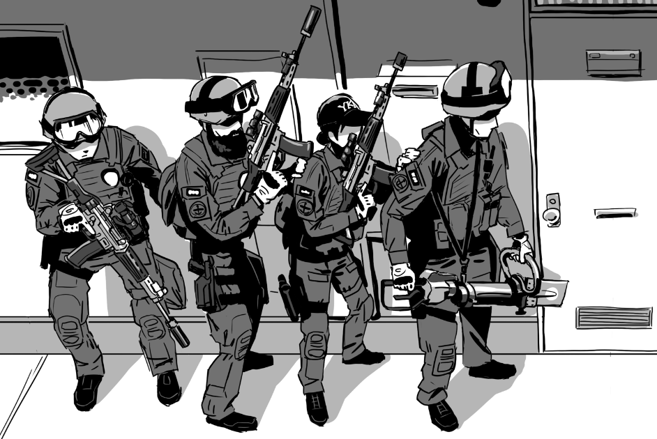 横浜市警にはSWATがあり、一部のSWAT隊員がIRU(Initial Response Unit:初動対処班)という特殊班を兼任しています。 #ハマポリ 
