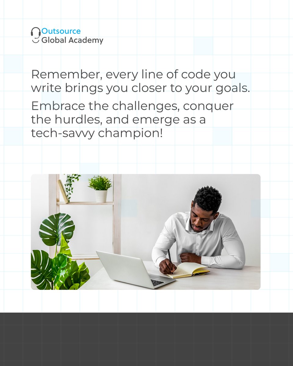 AcademyOgtl's tweet image. Every line of code you write is a step
closer to realizing your dreams! Embrace the
challenges, conquer the hurdles, and emerge as a
tech-savvy champion!

Don&apos;t just code, craft your path to success with
determination and resilience.

#TechJourney #CodeToVictory