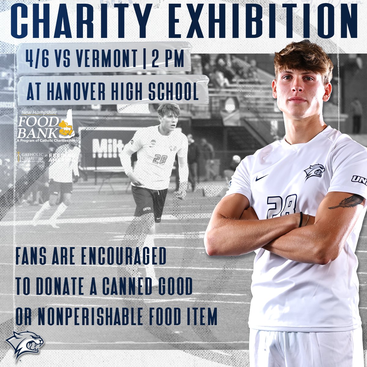 Exhibition rivalry game for a good cause! Canned goods and nonperishable food items are also being accepted in the lobby of the UNH Field House! Story ➡️ bit.ly/3TZUvDD #NewEraSharedPurpose