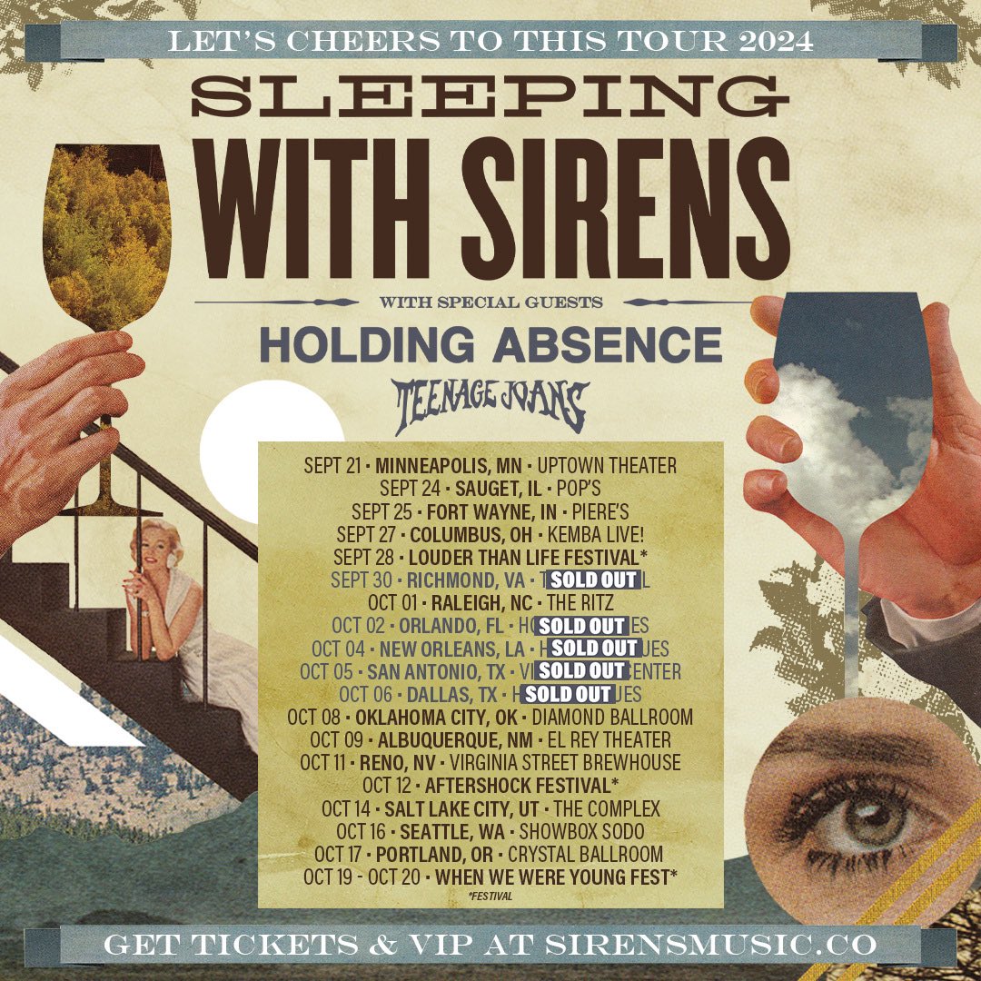 If u can’t hang then 👉🚪‼️ What a god damn HONOUR, we’re opening for @SWStheband on their Let’s Cheers To This tour 2024 😭😭😭 sirensmusic.co