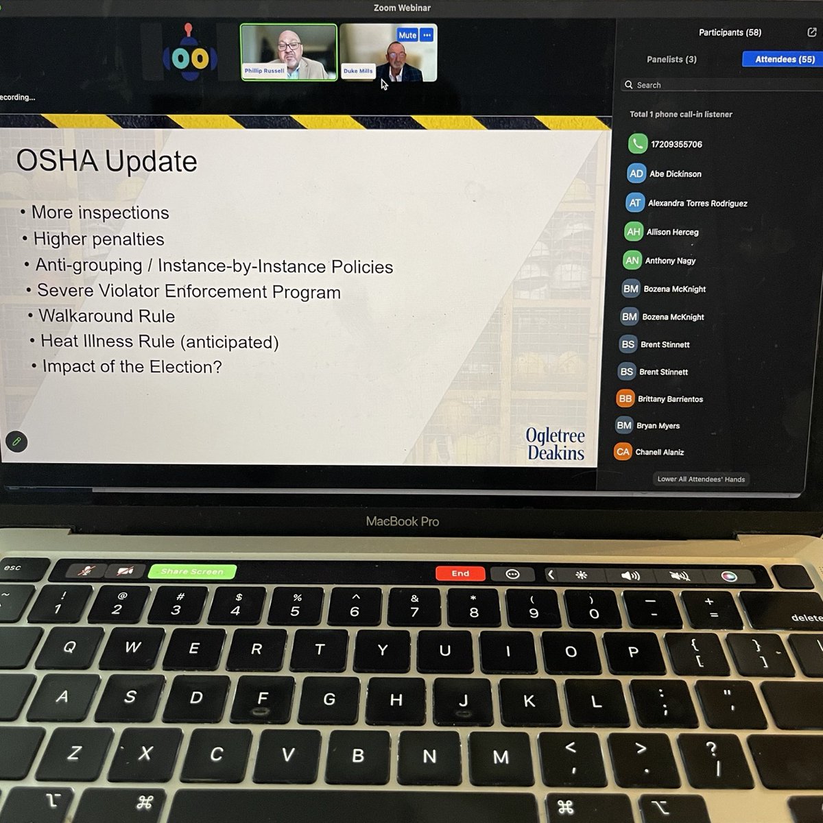 dukemillsWCS's tweet photo. The 2024 OSHA Updates Webinar is LIVE... join Phillip B. Russell (Ogletree Deakins) and me now. 
https://t.co/cPHRhyer2K https://t.co/1IHAzYJepw