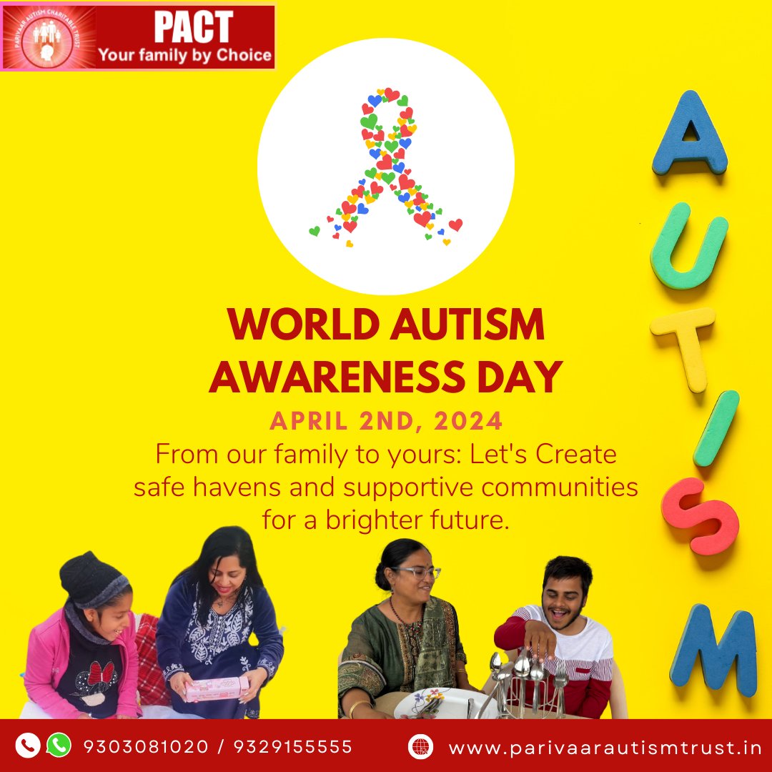 Planning for the future: Ensuring 'what after us' means safe, supportive, and inclusive spaces.

To know more:
📷 Visit us: parivaarautismtrust.in
📷 Call us: +91 9303081020 \ +91 9329155555
📷 Mail us: pact@parivaarautismtrust.in
.
.
#WorldAutismAwarenessDay #AutismStrengths