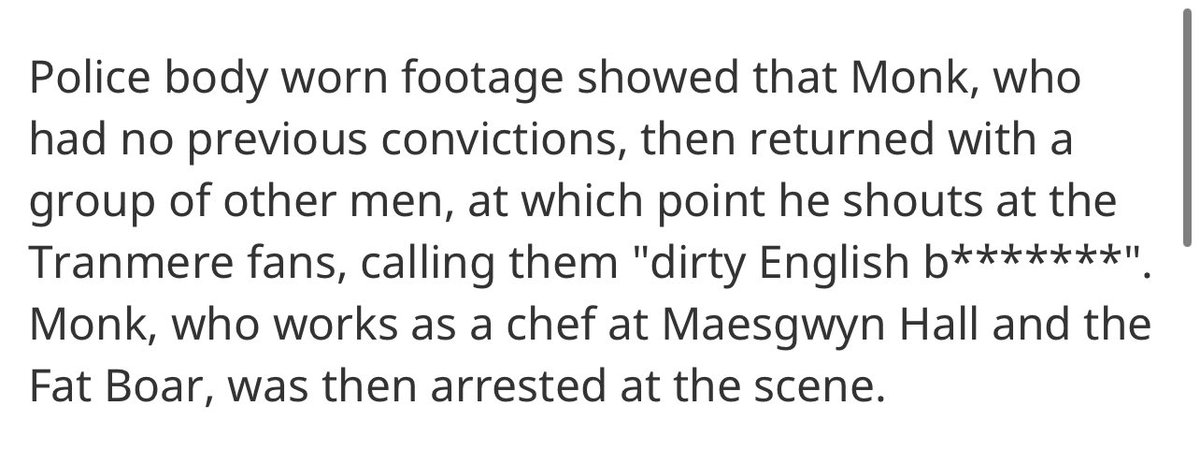 A three year ban and a £768 fine for swearing at an opposition fan outside the ground is absolutely bonkers. What are @NWPolice doing about the 1000 plus fans that sing sheepshaggers and other derogatory songs about the Welsh at every game? I’ll tell you what, absolutely nothing.