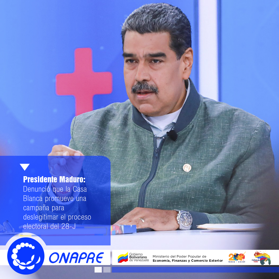 #2Abril | El Presidente de la República @NicolasMaduro, denunció que la Casa Blanca promueve una campaña para deslegitimar el proceso electoral del 28-J, por lo que aseveró que los próximos comicios en Venezuela serán transparentes y auditables. #JuntosPorLaPaz