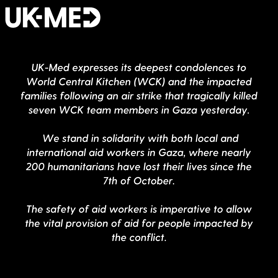 UK-Med (@ukmed) on Twitter photo Regarding the air strike that killed seven aid workers from <a href="/WCKitchen/">World Central Kitchen</a> in #Gaza Regarding the air strike that killed seven aid workers from <a href="/WCKitchen/">World Central Kitchen</a> in #Gaza